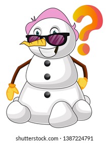 Curious snowman illustration vector on white background