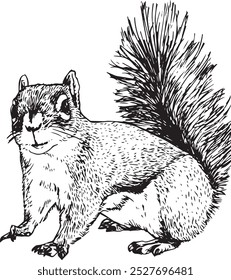 Curious squirrel - hand drawn realistic vector critter illustration