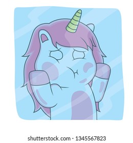 the curious unicorn expression on the glass