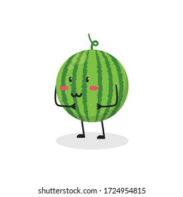 curioso fruto de sandía lindo personaje mascota diseño vectorial