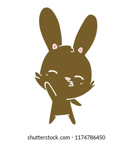 caricatura curiosa de estilo conejo de color plano