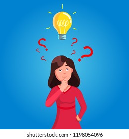 A curious woman. hand drawn style vector doodle design illustrations. EPS 10
