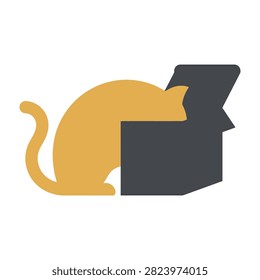 A curious yellow cat peeks out from behind a black box, showcasing playful and inquisitive mood, animal behavior, and adorable expression.
