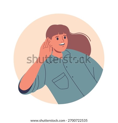 Curious young woman eavesdropping closely
