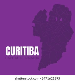 Curitiba y todos sus barrios en un mapa simple y completo. Capital de Paraná, en el sur de Brasil, en detalle, construida a partir de datos cartográficos oficiales.