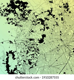 Curitiba, Paraná, Brazil (BRA) - Urban vector city map with parks, rail and roads, highways, minimalist town plan design poster, city center, downtown, transit network, gradient blueprint
