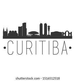 Curitiba Brazil. City Skyline. Silhouette City. Design Vector. Famous Monuments.