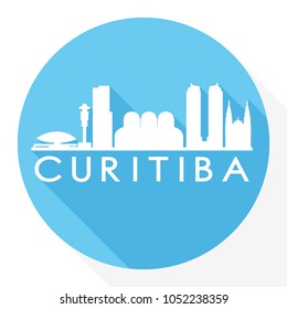 Curitiba Brazil Flat Icon Skyline Silhouette Design City Vector Art Round Logo.