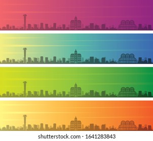 Curitiba Multiple Color Gradient Skyline Banner
