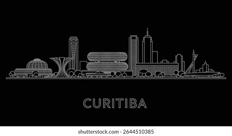 Curitiba Skyline Brazil City Silhouette Black BG.