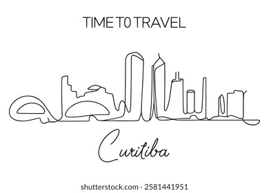 Curitiba Skyline One Line Drawing