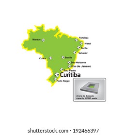 Curitiba stadium with map location