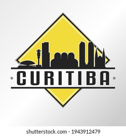 Curitiba, State of Paraná, Brazil Skyline Logo. Adventure Landscape Design Vector City Illustration Vector illustration.