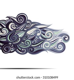 Curl abstract pattern with multicolored waves. Vector illustration. 
