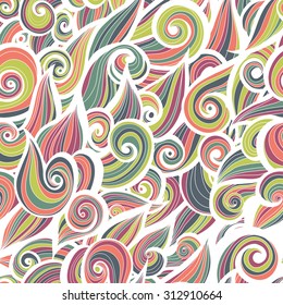Curl abstract pattern with multicolored waves.  illustration. 