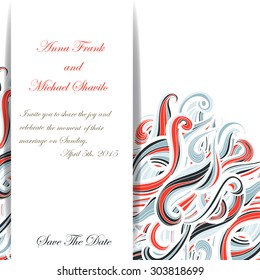 Curl abstract wedding card with multicolored waves. Vector  EPS
