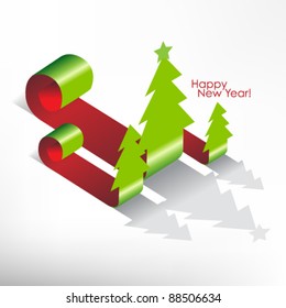 curl christmas tree label vector design