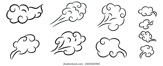 curl cloud smoke cartoon effect vector
