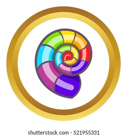 Curl in colours of LGBT vector icon in golden circle, cartoon style isolated on white background