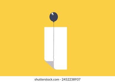 Curl corner of white paper on yellow background