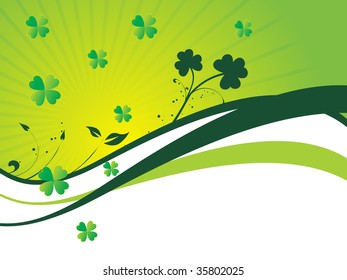curl design with shamrock background