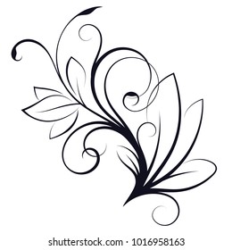 curl, flower ornament, graphic element on a  white  background, vector