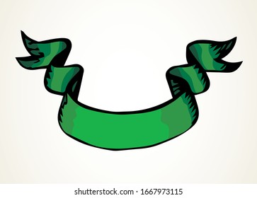 Curl fold romantic title note history sheet decor set. Closeup view text space pattern backdrop. Bright green color hand drawn web band price mark object logo insignia. Ancient placard art print style