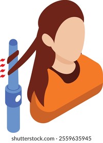 Curl Hair Without Any Heat isometric concept, cosmetologist vector icon design, beauty personal care symbol, cosmetic dermatology sign, body aesthetics stock illustration