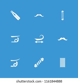 Curl icon. collection of 9 curl filled icons such as mustache, hair curler. editable curl icons for web and mobile.