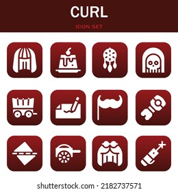 curl icon set. Vector  illustrations related with Wig, Creme caramel and Ornament