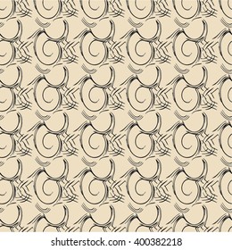 Curl into a monochrome pattern, mesh, seamless vector background.