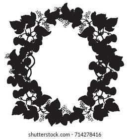 Curl lush lupulus cluster picture on white backdrop. Dark ink hand drawn weave banner design sketchy in art retro  print style. Closeup view with space for text 