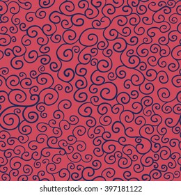 curl magenta color doodle background. seamless texture