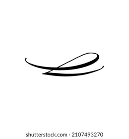 Curl on letter or text tail handwriting element, hand drawn doodle style vector illustration isolated on white background. Retro swoosh underline lettering shape.