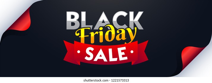 Curl paper style website header or banner design for Black Friday Sale.