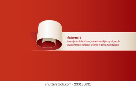 Curl of red paper. Set of infographics elements in the form of paper tape for various purposes. Vector illustration