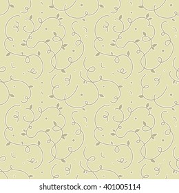 Curl seamless floral pattern. Ornamental background. 