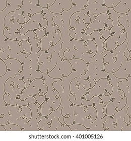 Curl seamless floral pattern. Ornamental vector background. 
