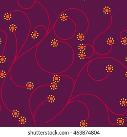 Curl Small Dot Flower Seamless Pattern in Retro style