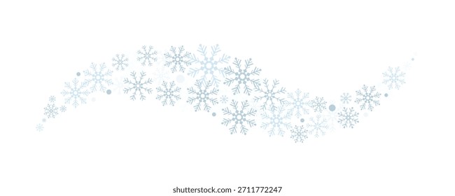 Rizo de copos de nieve. Copos de nieve en Vector. Ventisca de copos de nieve.