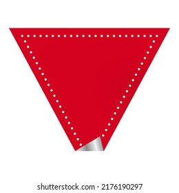Curl Triangle Shape Label In Red Color.