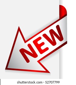 curled arrow with text new