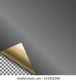Curled black foil blank vector tag.