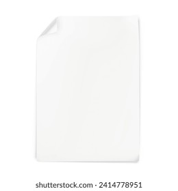 Curled blank paper sheet mockup. Vector illustration isolated on white background. Can be use for your design. Ready for your presentation. EPS10.	