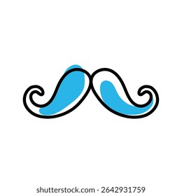 Curled colored mustache. Vector illustration