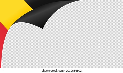 Curled corner Belgium  flag isolated  on png or transparent  background,Symbols of Belgium template for banner,card,advertising ,magazine,vector, top gold medal winner sport country