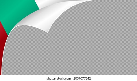 Curled corner Bulgaria  flag isolated  on png or transparent  background,Symbols of Bulgaria template for banner,card,advertising ,magazine,vector, top gold medal winner sport country