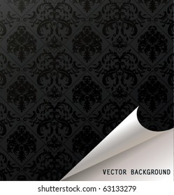  Curled corner of floral seamless pattern page.