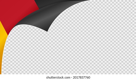 Bandera de Alemania en esquina curva aislada en fondo png o transparente,Símbolos de Alemania plantilla para banner,tarjeta,publicidad ,diseño web, revista, periódico, vector, principal país de deporte ganador de oro