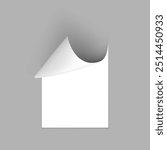 Curled Corner Of Gray Rectangular Page. EPS10 Vector